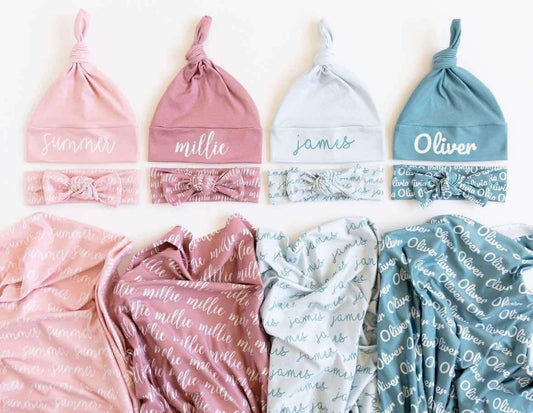 Custom name baby swaddle set 🍼